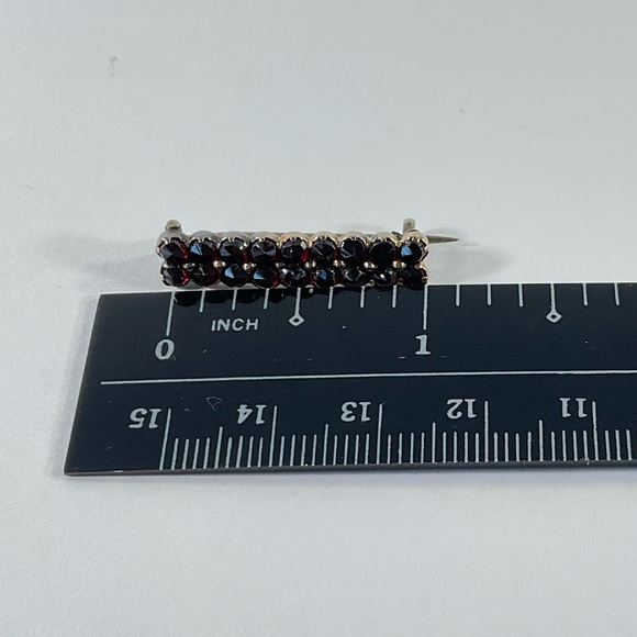 Vintage Garnet Collar Pin, Victorian, Bar Pin - Picture 8 of 10
